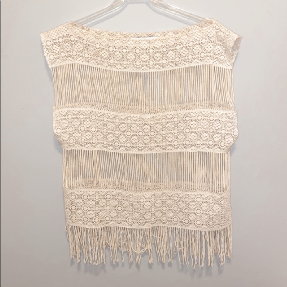 Anthro Cream Callahan Crochet Top Cover-up - Picture 2 of 10
